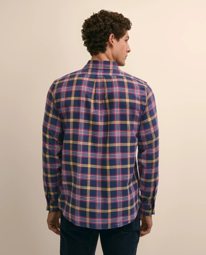 Cotton-Brushed Wool Tartan Sport Shirt, image 4