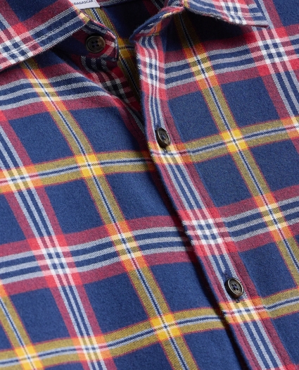 Cotton-Brushed Wool Tartan Sport Shirt, image 5