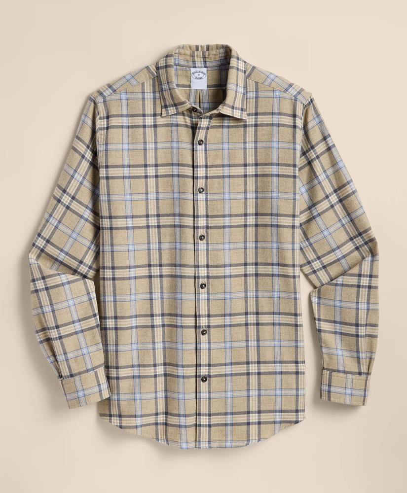 Cotton-Brushed Wool Tartan Sport Shirt, image 2
