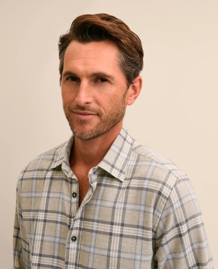 Cotton-Brushed Wool Tartan Sport Shirt, image 3