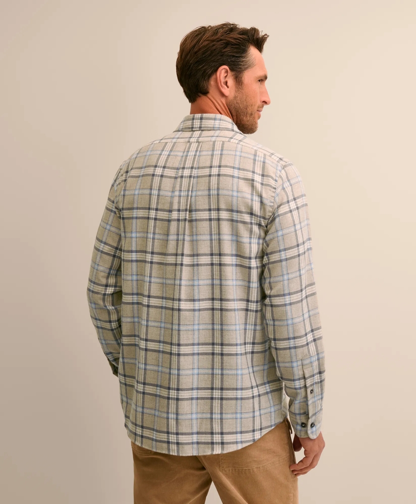 Cotton-Brushed Wool Tartan Sport Shirt, image 4
