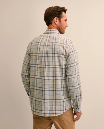 Cotton-Brushed Wool Tartan Sport Shirt, image 4