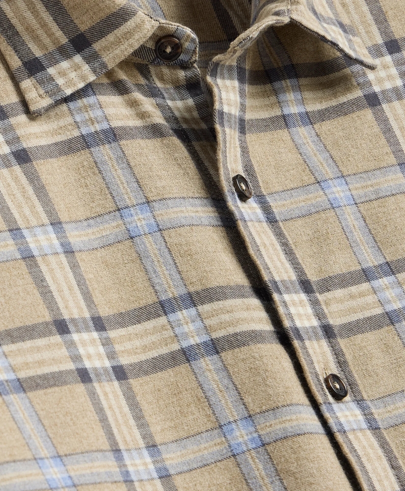 Cotton-Brushed Wool Tartan Sport Shirt, image 5