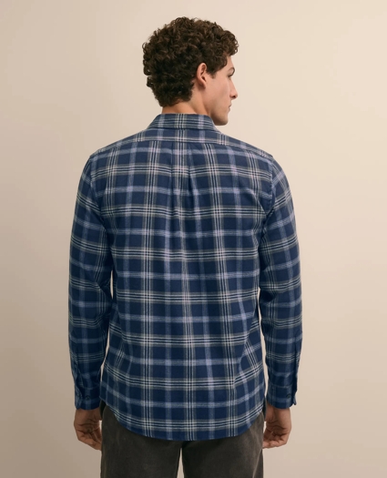 Cotton-Brushed Wool Tartan Sport Shirt, image 4