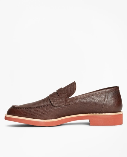 Textured Leather Penny Loafers, image 2