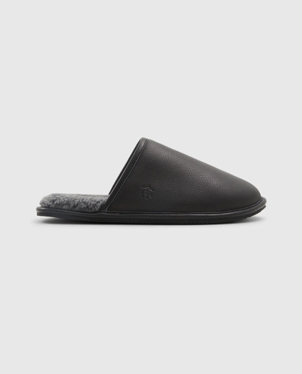Shearling Lined Leather Slippers, image 1