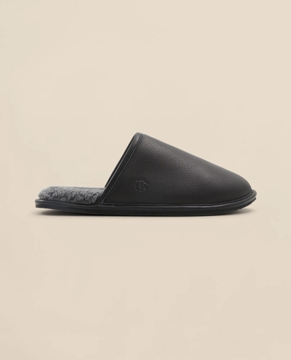 Shearling Lined Leather Slippers, image 1