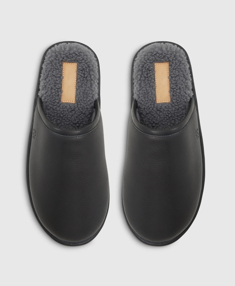 Shearling Lined Leather Slippers, image 2