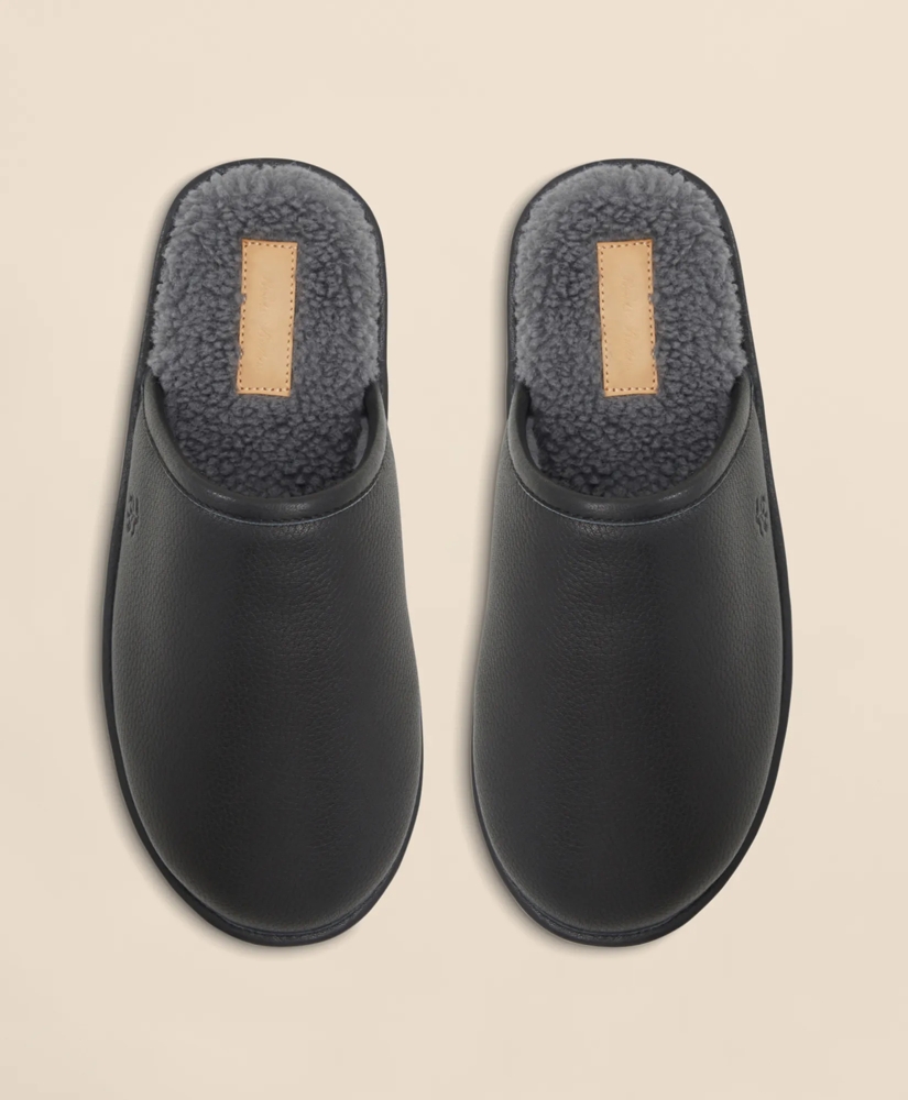 Shearling Lined Leather Slippers, image 2