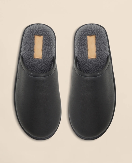 Shearling Lined Leather Slippers, image 2