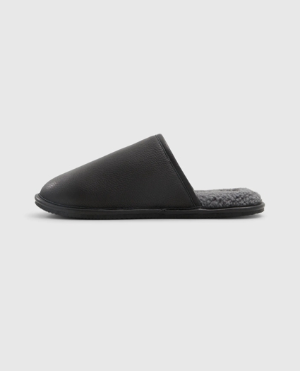 Shearling Lined Leather Slippers, image 4