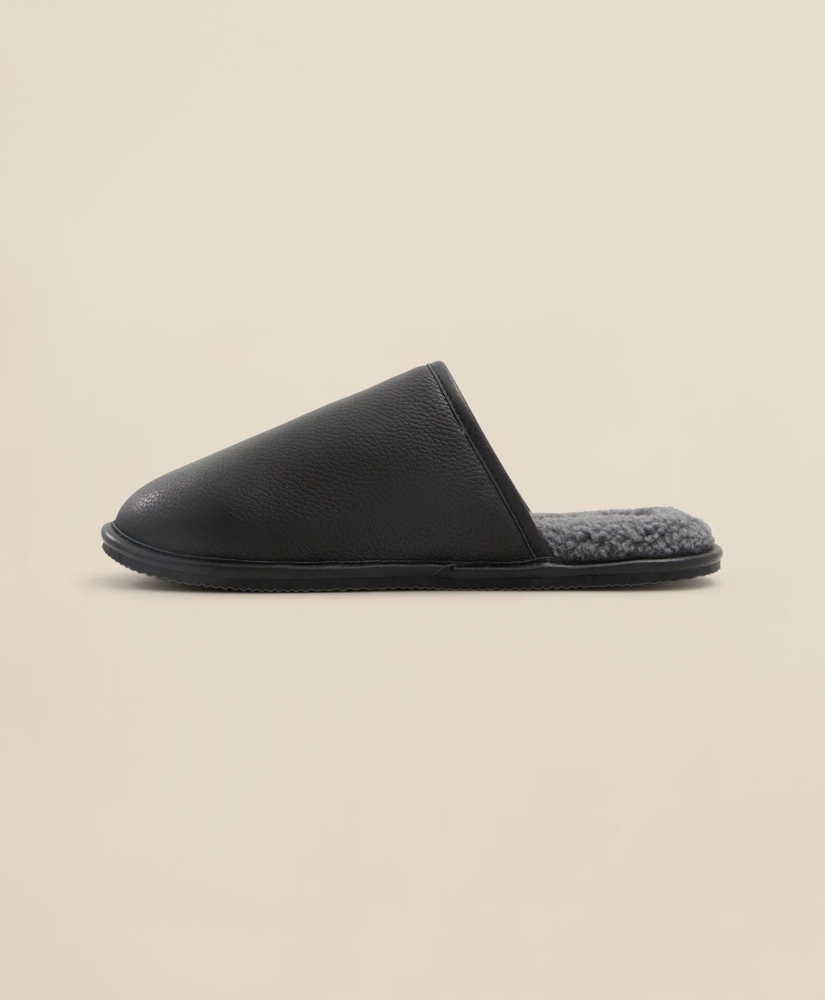 Shearling Lined Leather Slippers, image 4