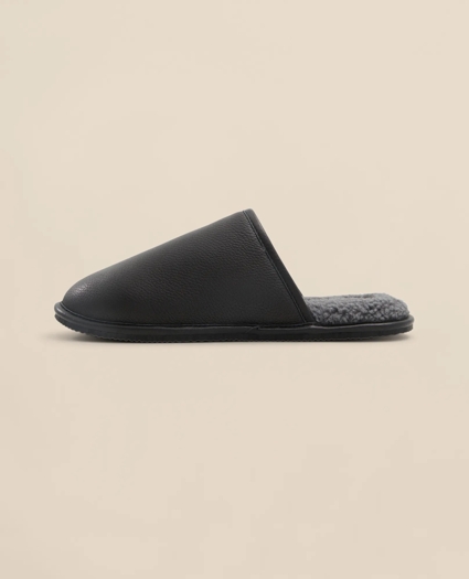 Shearling Lined Leather Slippers, image 4
