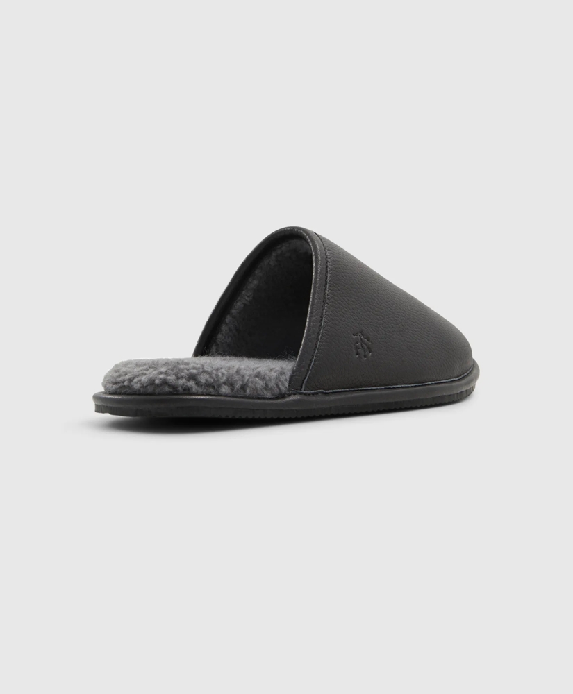 Shearling Lined Leather Slippers, image 6