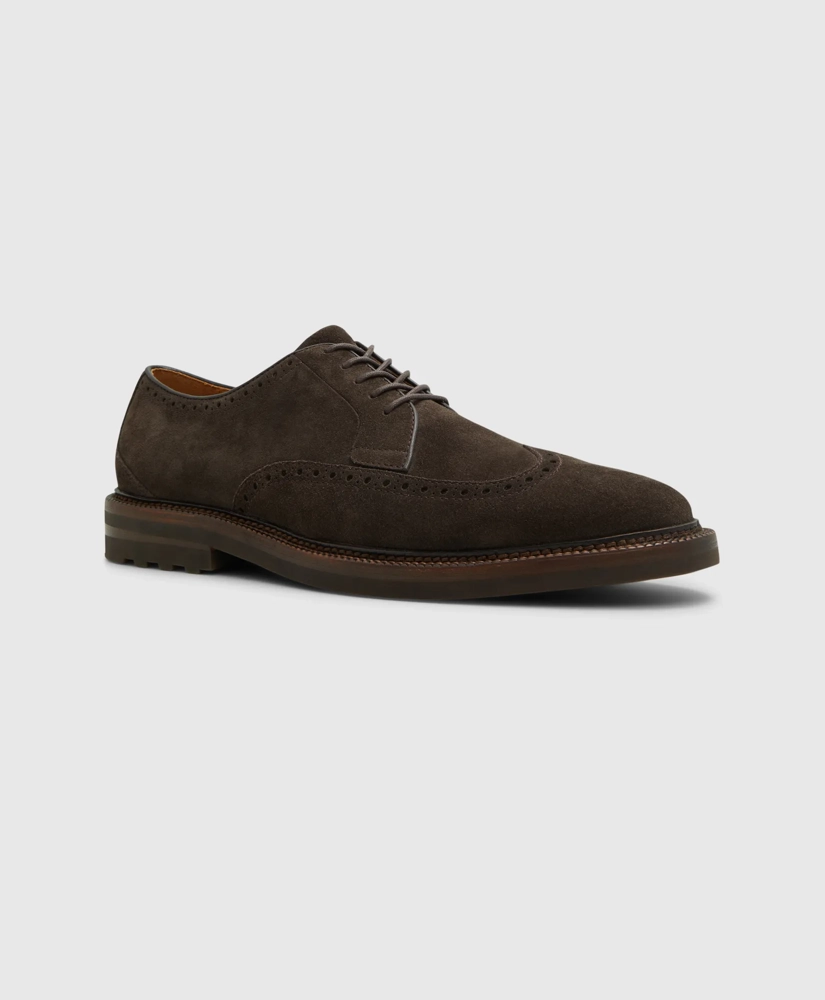 Suede Wingtip Derby Shoes