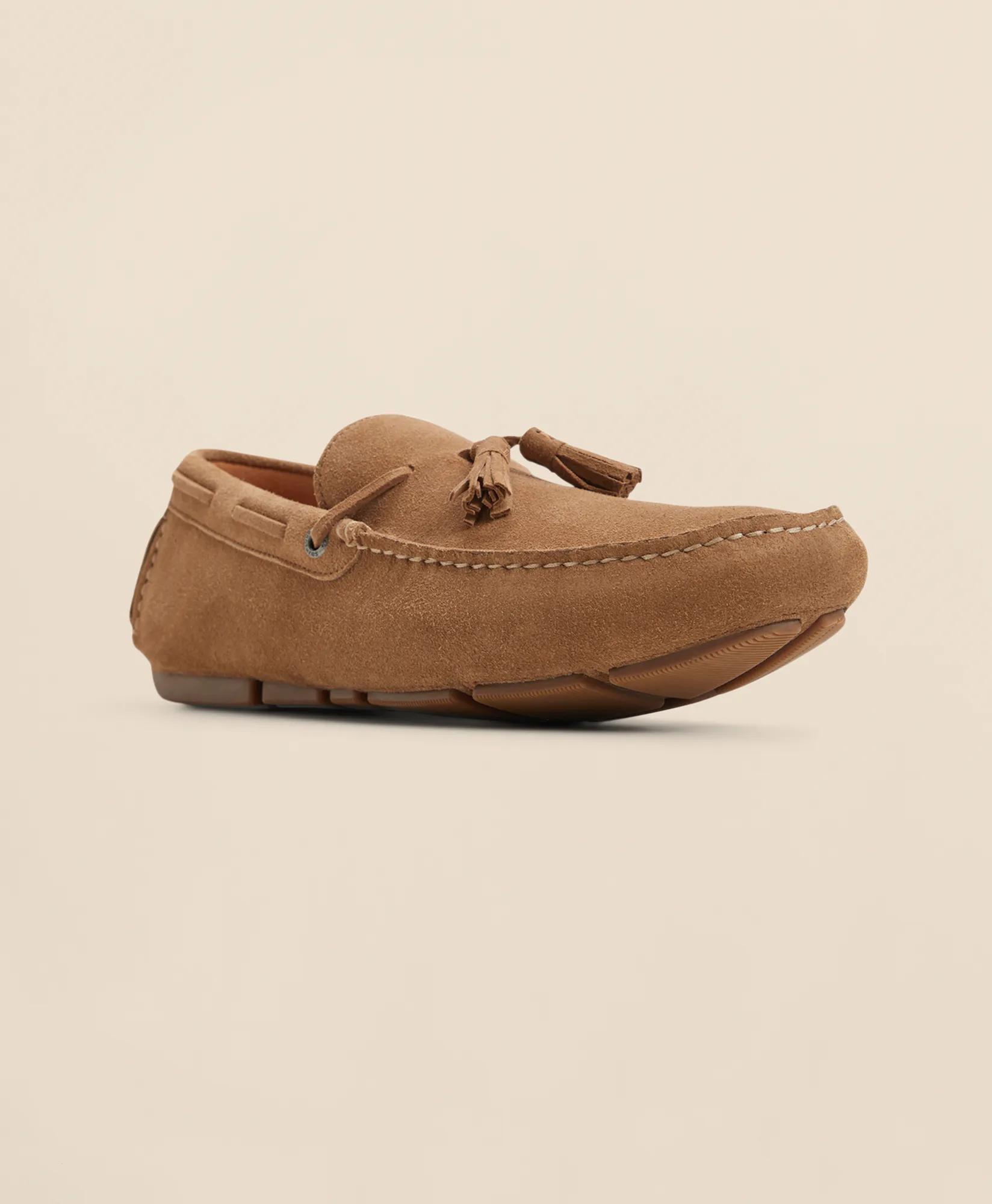 Suede Driving Moccasins Shoes - Brown