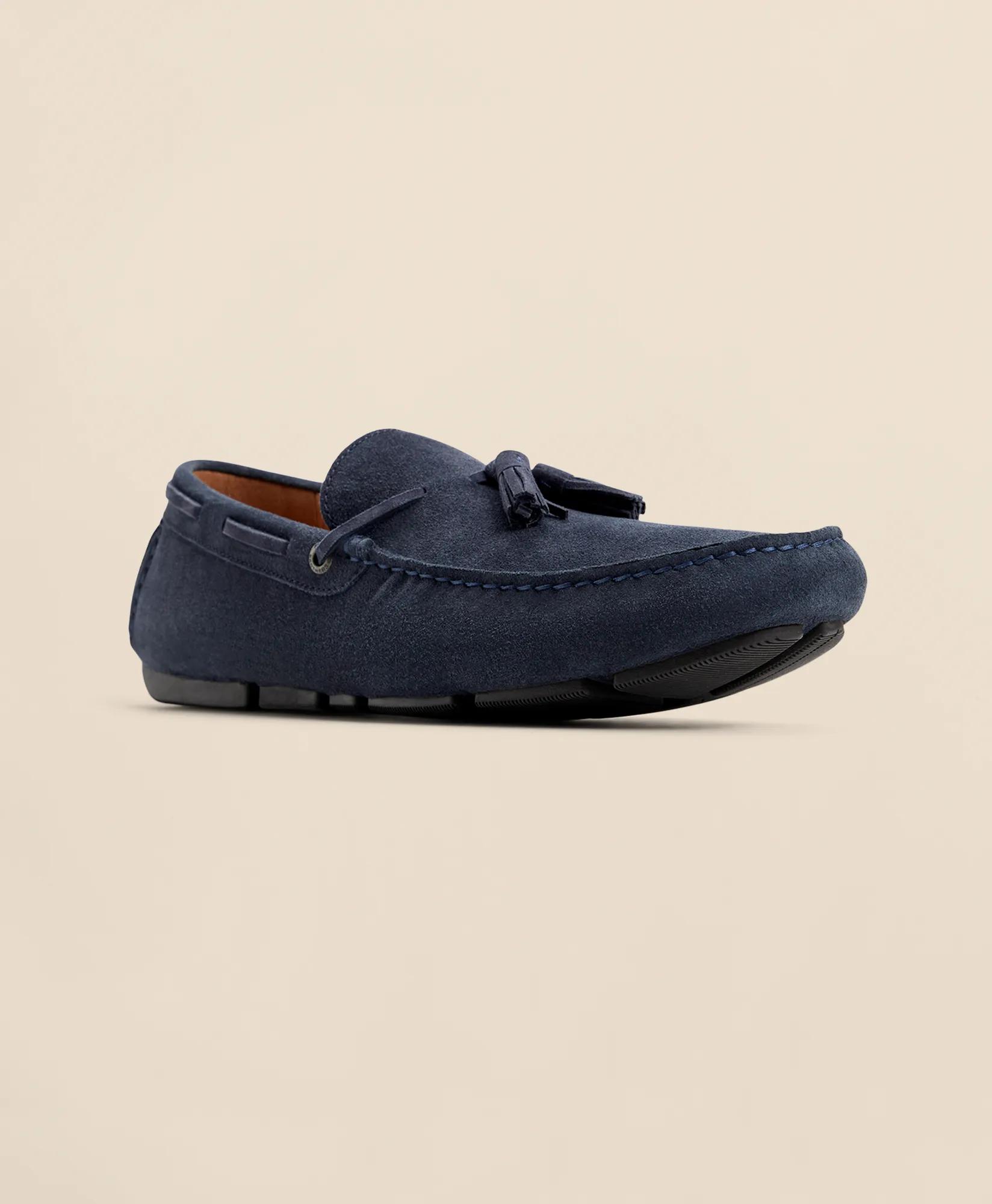 Suede Driving Moccasins Shoes - Navy