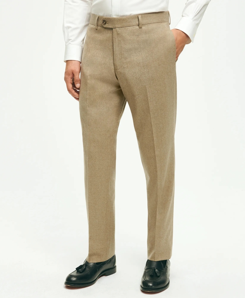 Classic Fit Double-Pleated Dress Pants in Wool Flannel