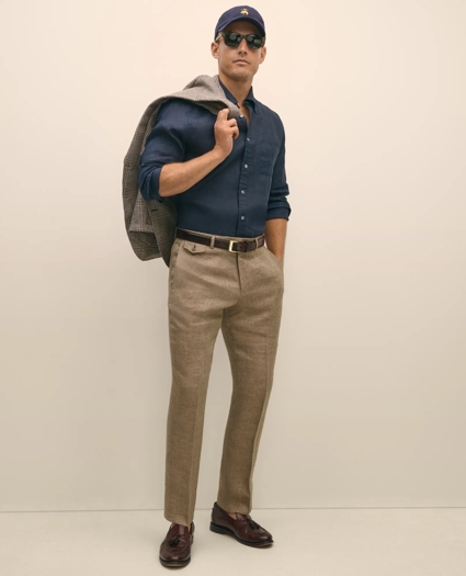 Classic Fit Linen Herringbone Dress Pants, image 1