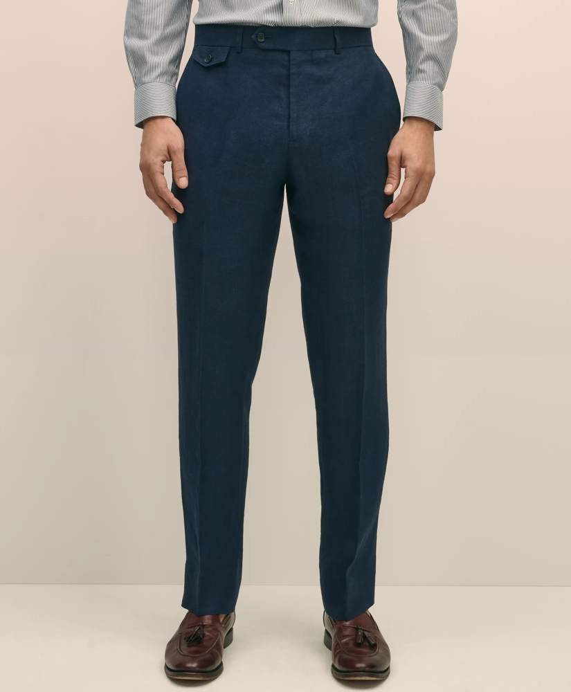 Classic Fit Linen Herringbone Dress Pants