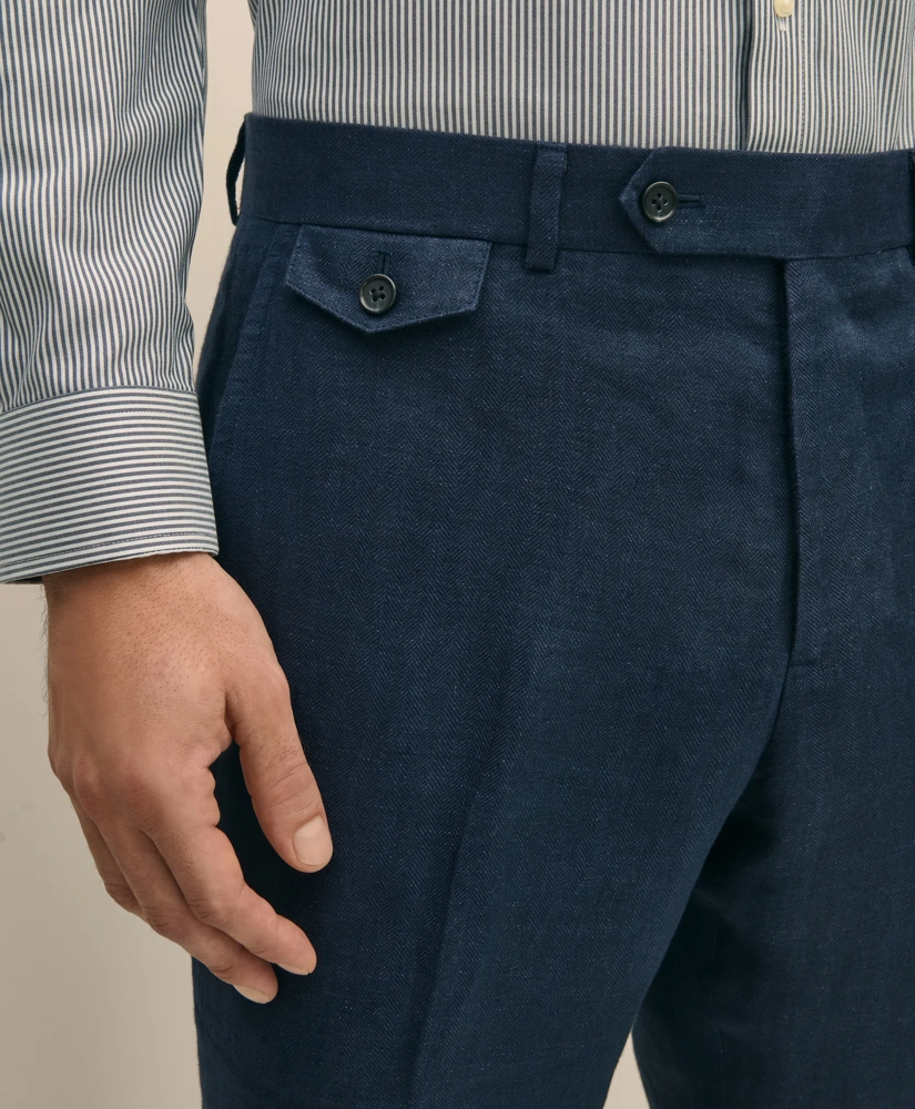 Classic Fit Linen Herringbone Dress Pants