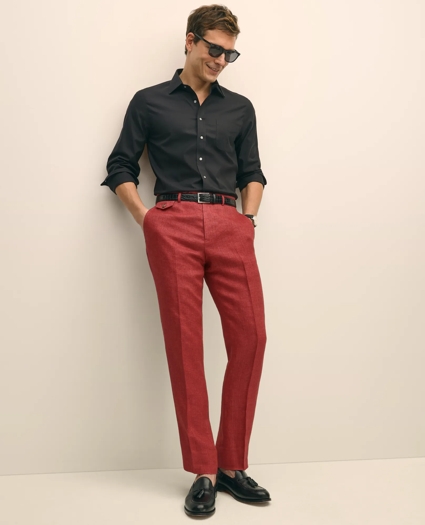 Classic Fit Linen Herringbone Dress Pants, image 1
