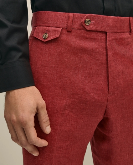 Classic Fit Linen Herringbone Dress Pants, image 4