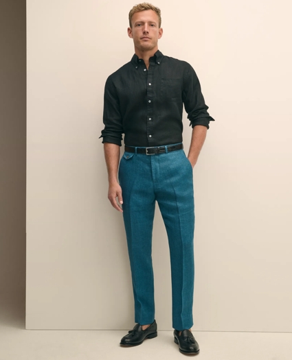Classic Fit Linen Herringbone Dress Pants, image 1