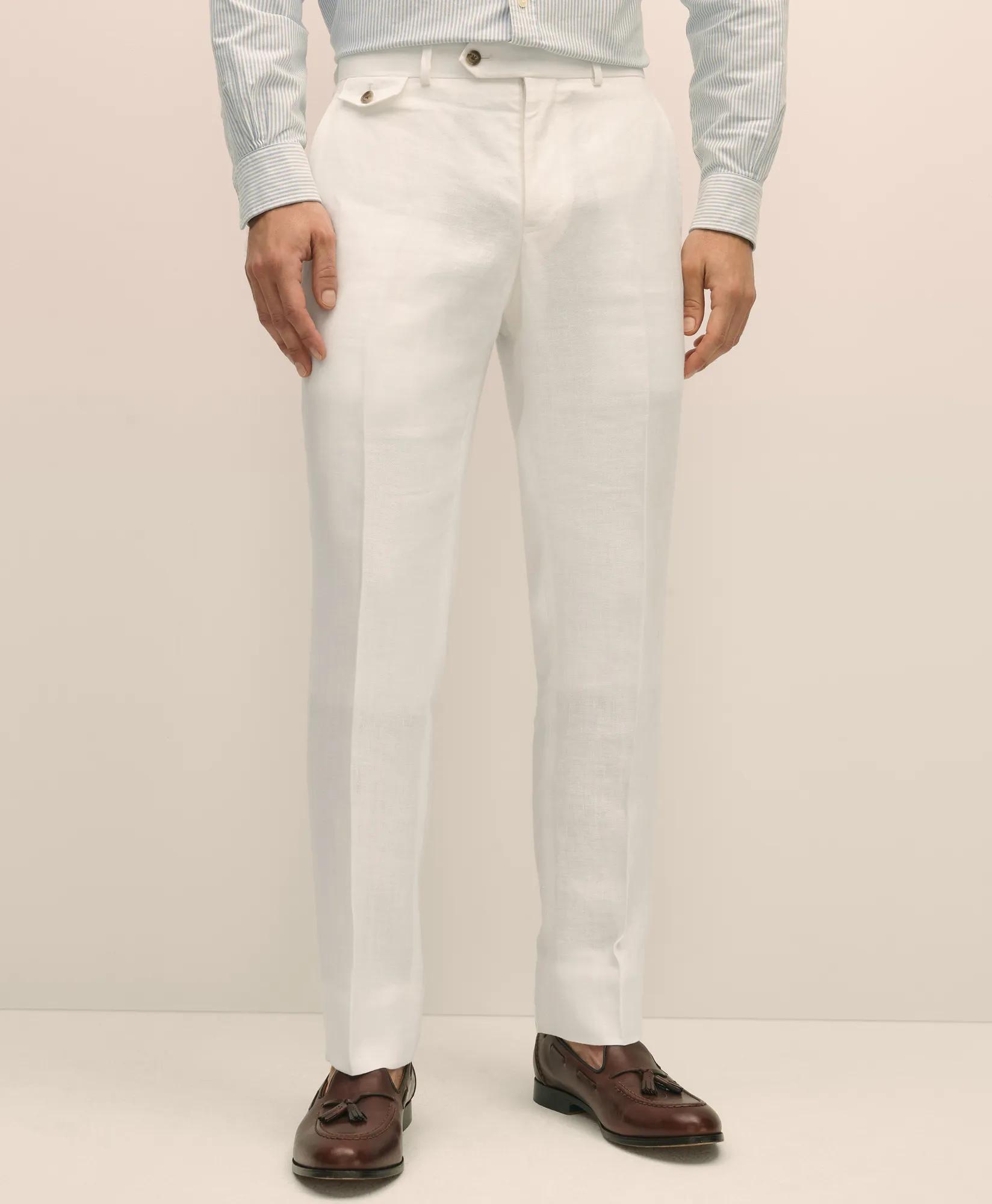 Classic Fit Linen Herringbone Dress Pants