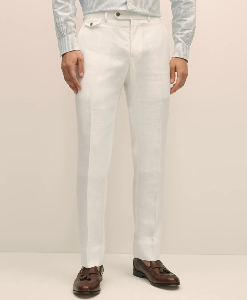Classic Fit Linen Herringbone Dress Pants