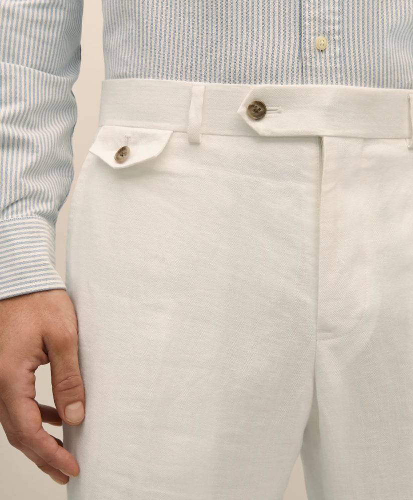 Classic Fit Linen Herringbone Dress Pants