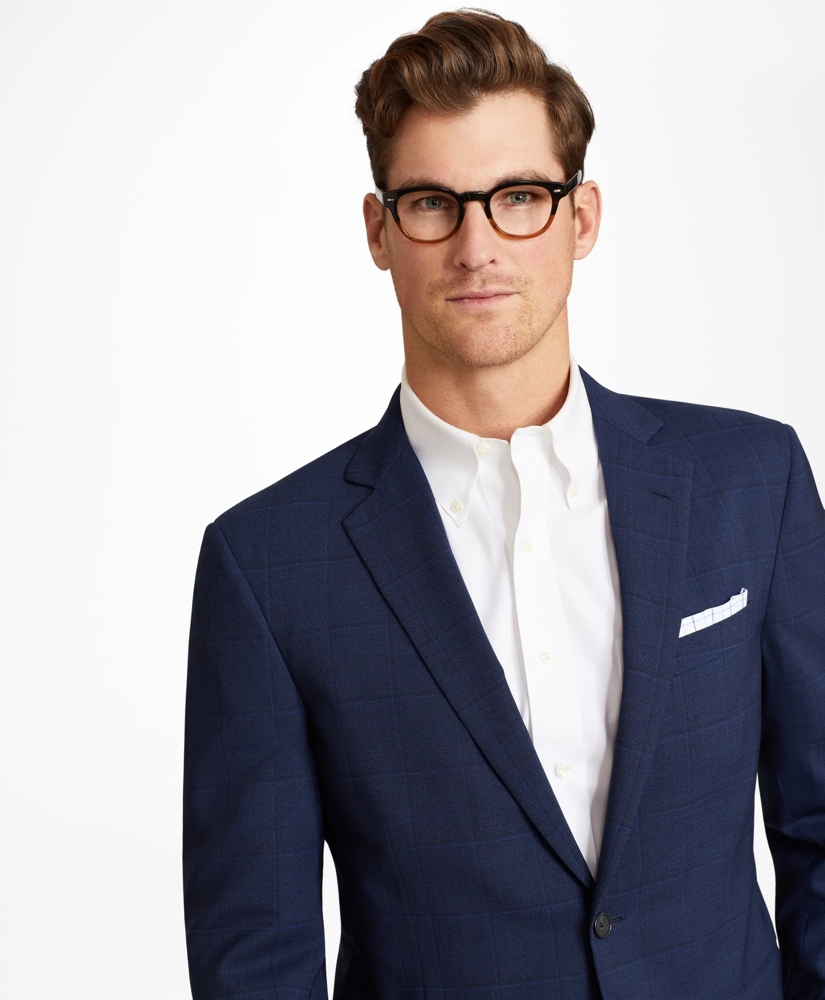 Regent Fit Brooks Brothers Cool Navy Plaid Suit, image 3