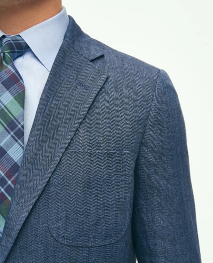 Slim Fit Linen-Blend Herringbone Suit Jacket, image 5
