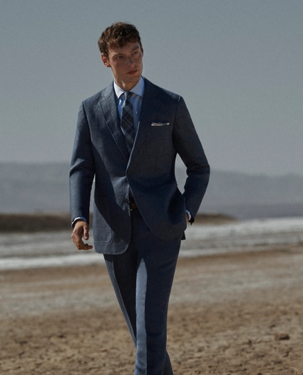 Slim Fit Linen-Blend Herringbone Suit Jacket, image 6