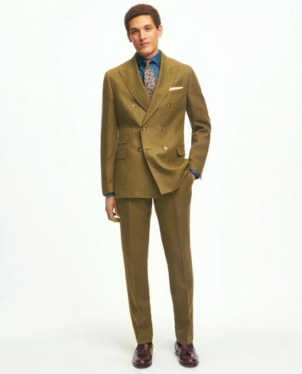 Slim Fit Linen Herringbone Double-Breasted Suit Jacket, image 2