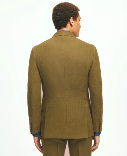 Slim Fit Linen Herringbone Double-Breasted Suit Jacket, image 3