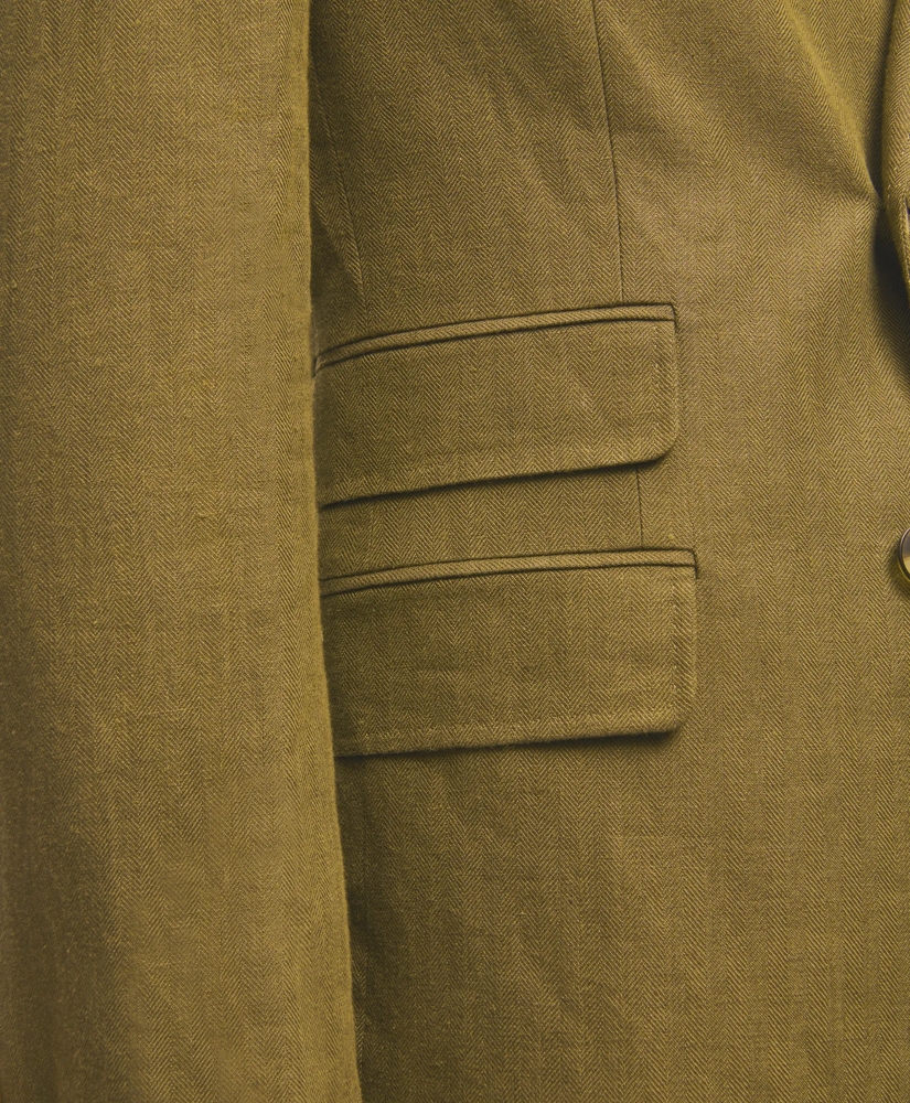 Slim Fit Linen Herringbone Double-Breasted Suit Jacket, image 6