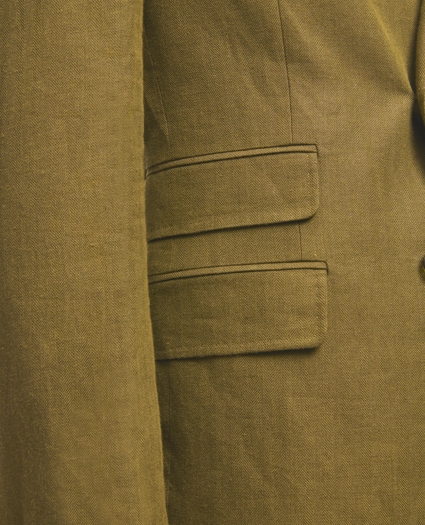 Slim Fit Linen Herringbone Double-Breasted Suit Jacket, image 6