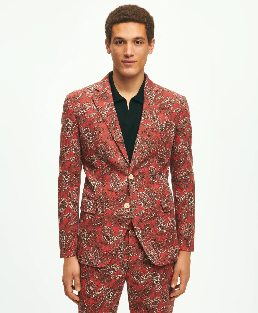 Slim Fit Paisley Suit Jacket In Cotton Blend, image 1