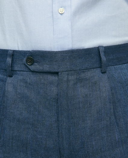 Slim Fit Linen-Blend Herringbone Suit Pants, image 3