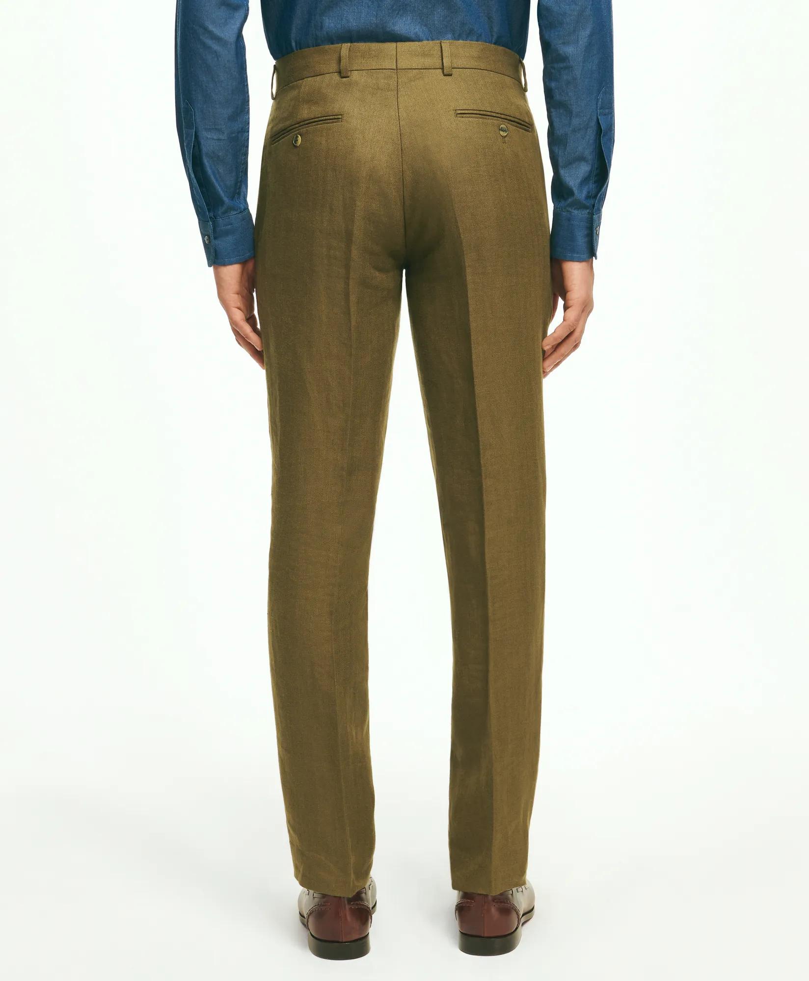 Slim Fit Linen Herringbone Suit Pants, image 2