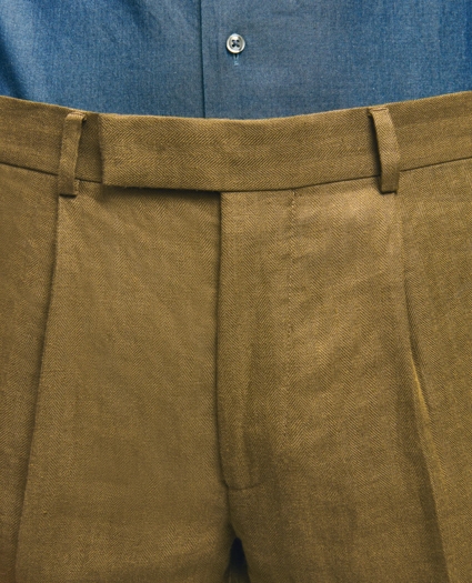 Slim Fit Linen Herringbone Suit Pants, image 4