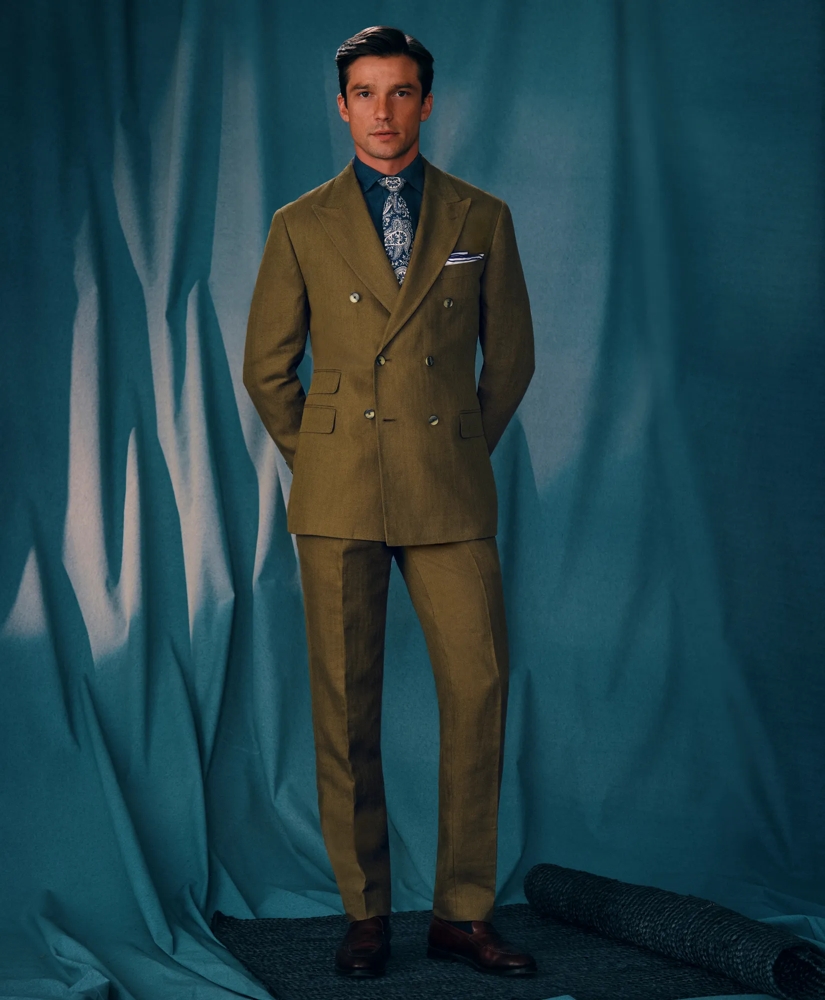 Slim Fit Linen Herringbone Suit Pants, image 2