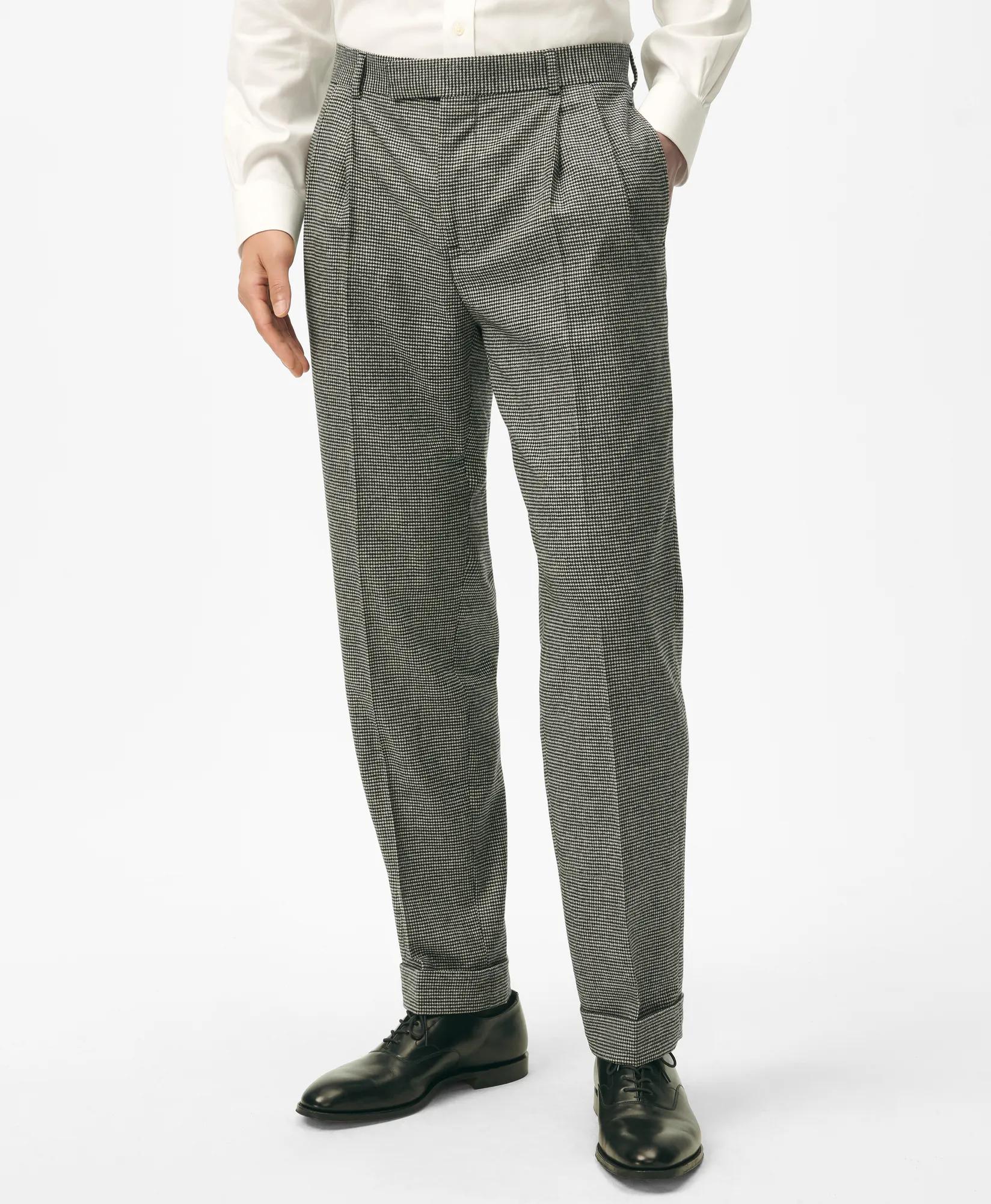 Slim Fit Houndstooth Wool-Cashmere Suit Pants