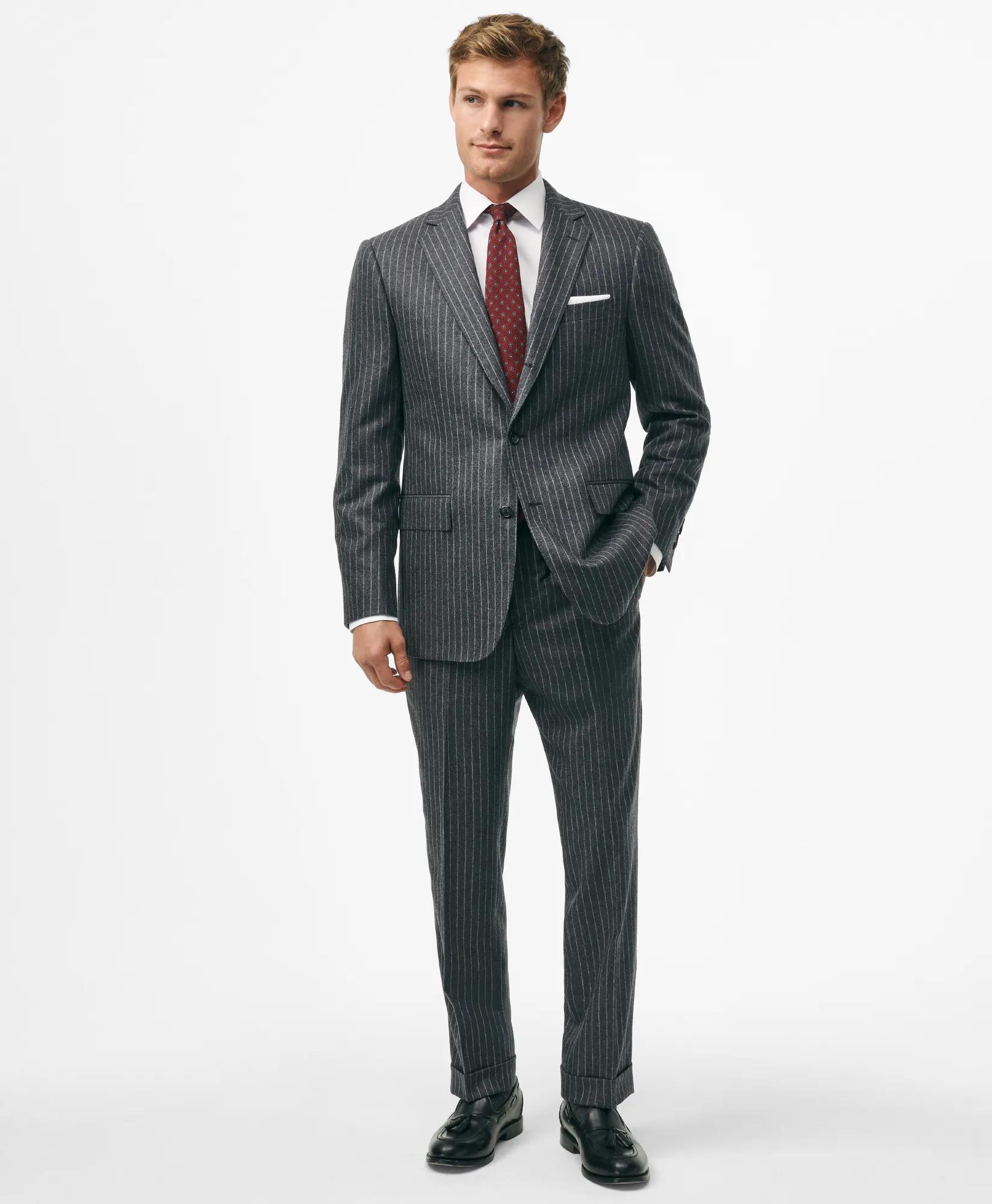 Classic Fit Wool Cashmere Flannel Pinstripe 1818 Suit