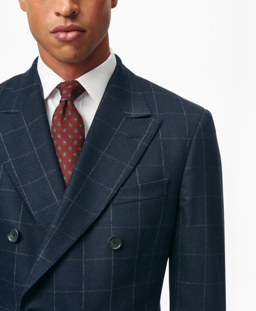 Classic Fit Wool Cashmere Flannel Windowpane 1818 Suit, image 2