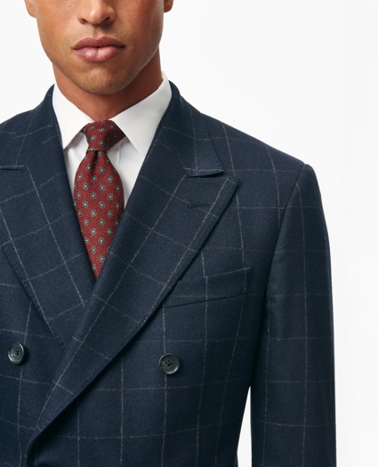 Classic Fit Wool Cashmere Flannel Windowpane 1818 Suit, image 2