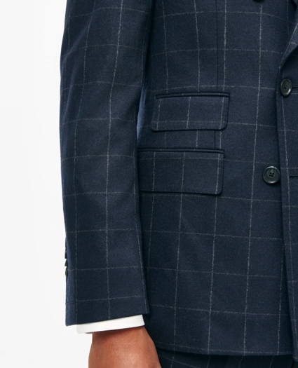 Classic Fit Wool Cashmere Flannel Windowpane 1818 Suit, image 4