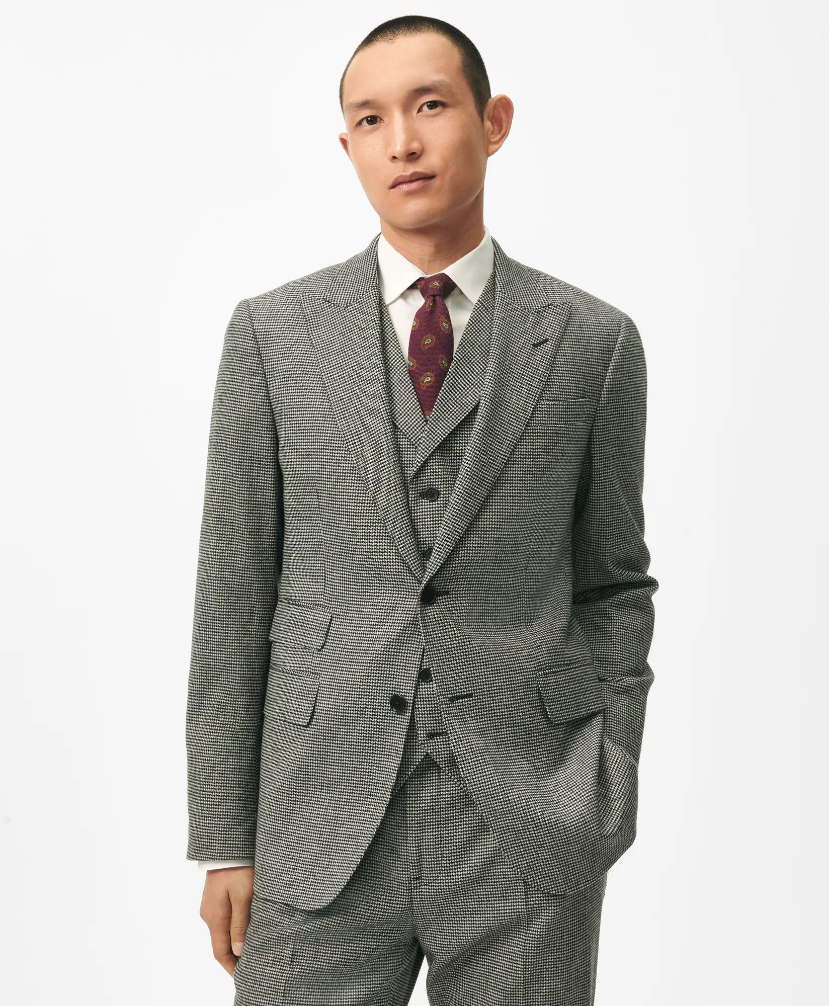 Slim Fit Houndstooth Wool-Cashmere Suit Jacket