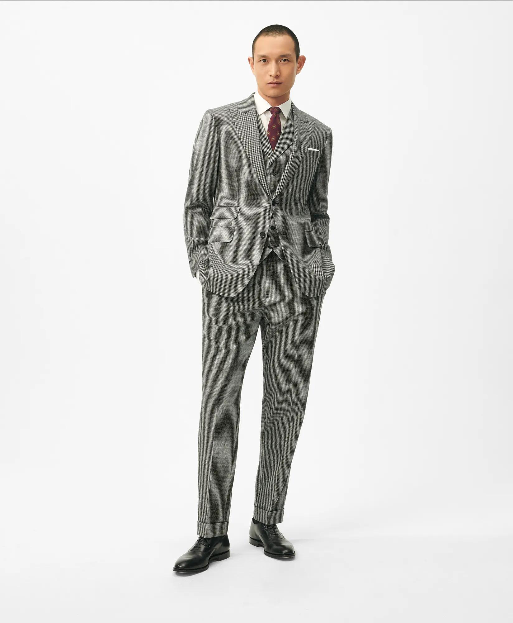 Slim Fit Houndstooth Wool-Cashmere Suit Jacket